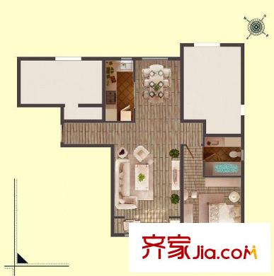 萬科金奧國際戶型圖一期1號樓標(biāo)準(zhǔn)層C2戶型圖 3室2廳1衛(wèi)1廚