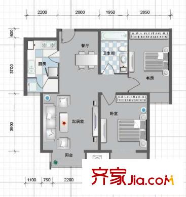 瞰海戶型圖戶型圖 2室2廳1衛(wèi)