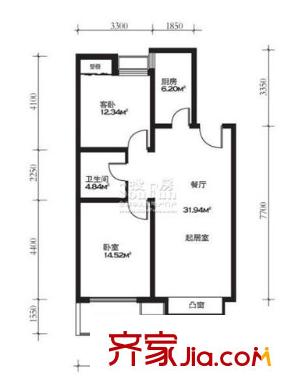 水岸江南戶(hù)型圖sofaD戶(hù)型偶數(shù)層 2室2廳1衛(wèi)1廚
