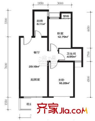 水岸江南戶(hù)型圖sofaB戶(hù)型奇數(shù)層 2室2廳1衛(wèi)1廚
