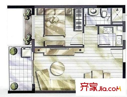 天保星緣軒戶型圖戶型圖 1室1廳1衛(wèi)1廚
