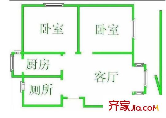 晴景家園戶型圖戶型圖 2室1廳1衛(wèi)1廚