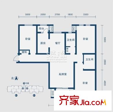 天保朗月軒戶(hù)型圖戶(hù)型圖 3室2廳2衛(wèi)1廚