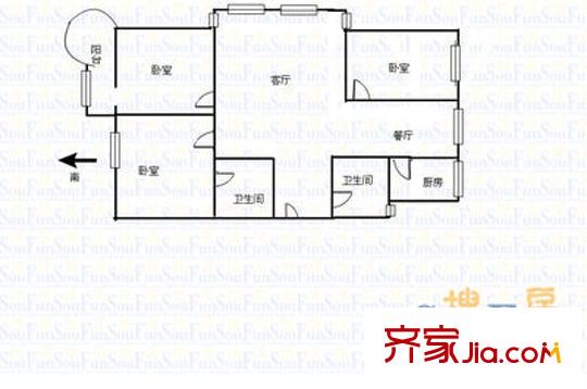 晴景家園戶型圖戶型圖 3室2廳2衛(wèi)1廚
