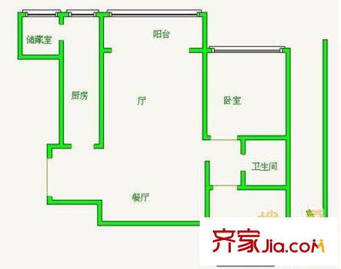 天保朗月軒戶型圖戶型圖 2室1廳1衛(wèi)1廚