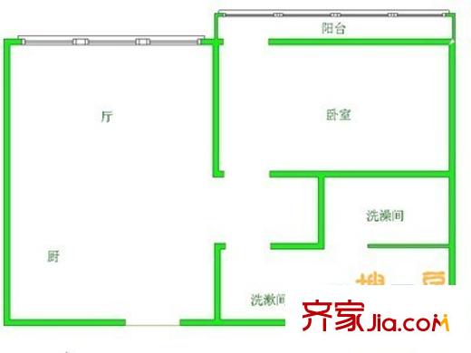 天保朗月軒戶型圖 戶型圖 1室1廳1衛(wèi)1廚