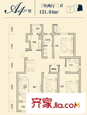 荔隆觀邸2-6號樓標(biāo)準(zhǔn)層A4戶型 3室2廳2衛(wèi)1廚