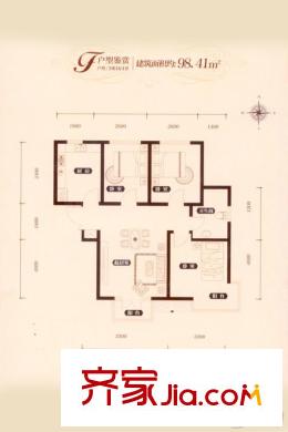 狀元城小高層標(biāo)準(zhǔn)層J4戶型 2室2廳1衛(wèi)1廚