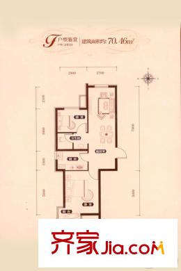 狀元城小高層標(biāo)準(zhǔn)層J1戶型2室1廳1衛(wèi) 2室1廳1衛(wèi)1廚
