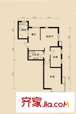 狀元城小高層標(biāo)準(zhǔn)層A戶型2室2廳1衛(wèi) 2室1廳1衛(wèi)1廚