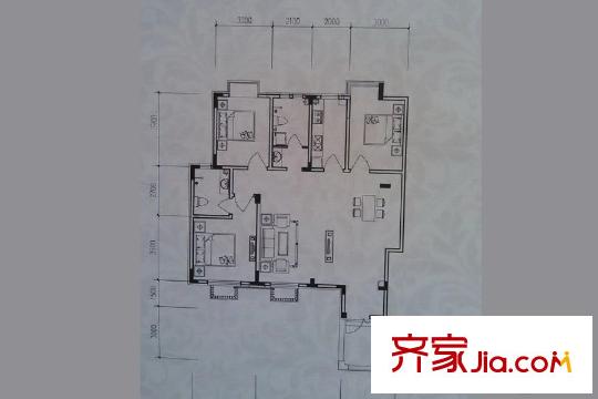 湖畔家園洋房標(biāo)準(zhǔn)層D戶型 3室2廳2衛(wèi)1廚