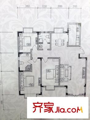 湖畔家園洋房2層B戶型 3室2廳2衛(wèi)1廚