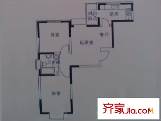 心港東城名都匯康園2號(hào)樓標(biāo)準(zhǔn)層B1戶型 2室2廳1衛(wèi)1廚