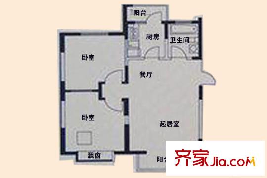 心港東城名都高層標(biāo)準(zhǔn)層94平米兩室戶型 2室2廳1衛(wèi)1廚