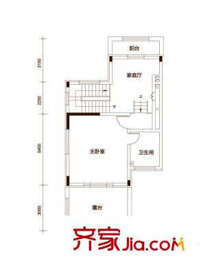 天保美墅林一期聯(lián)排別墅C戶型三層平面圖 4室3廳4衛(wèi)1廚