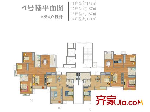 學(xué)仕府花園三期高層4號樓戶型平面圖 