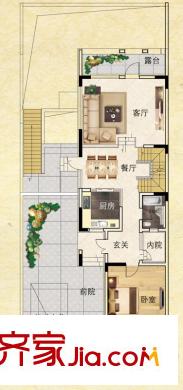天一綠海二期庭院雙拼Ⅰ戶型首層 4室2廳