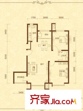 奧萊城小高層標(biāo)準(zhǔn)層B戶型 2室2廳1衛(wèi)