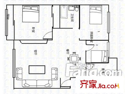 天元花園三期戶型圖戶型圖 2室2廳1衛(wèi)1廚