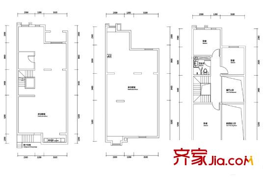 天津富力新城一期聯(lián)排原墅南入中戶(hù)標(biāo)準(zhǔn)層B戶(hù)型 4室2廳2衛(wèi)1廚