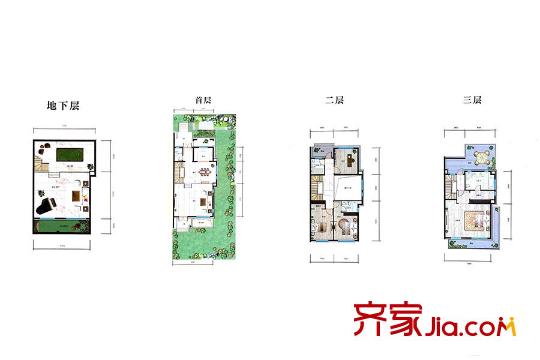 力高陽光海岸聯(lián)排別墅標(biāo)準(zhǔn)層4室戶型 4室3廳3衛(wèi)1廚