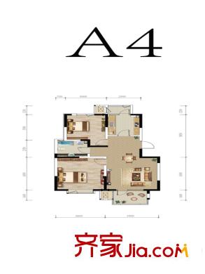 福源九方小高層標(biāo)準(zhǔn)層A4戶型 2室1廳1衛(wèi)1廚