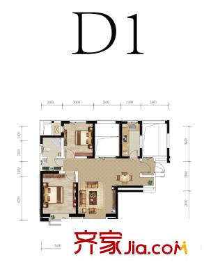 福源九方高層標(biāo)準(zhǔn)層D1戶(hù)型 2室1廳1衛(wèi)1廚