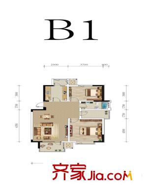 福源九方洋房標(biāo)準(zhǔn)層B1戶型 2室1廳1衛(wèi)1廚