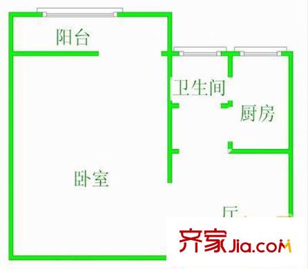 52號(hào)光明南里 1室 戶型圖