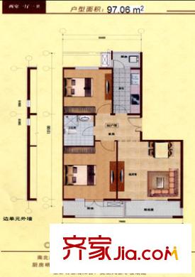 康馨雅苑戶型圖2居室 2室1廳1衛(wèi)1廚