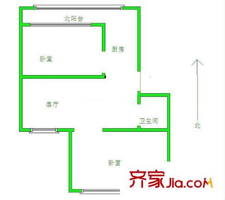 許莊南里 2居室 戶型圖