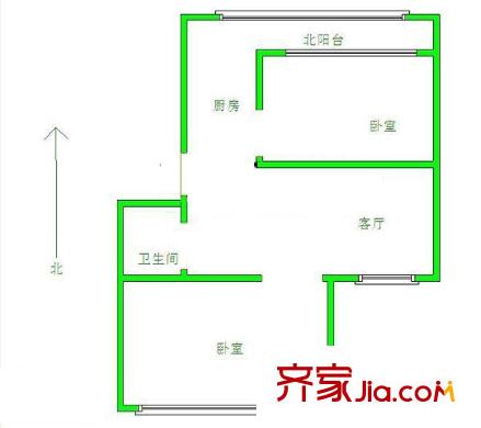 許莊南里 2居室 戶型圖
