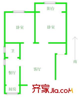 鳳寧花園 2室 戶型圖
