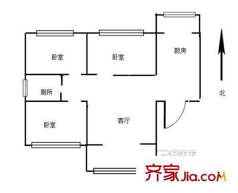鳳寧花園戶型圖三居室 3室1廳1衛(wèi)1廚