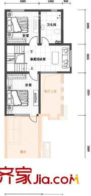 俊城荷蘭墅別墅戶型圖A戶型二層 1室1衛(wèi)