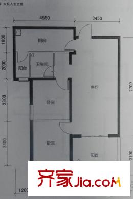 安聯(lián)優(yōu)悅城203號(hào)樓標(biāo)準(zhǔn)層97戶型 2室1廳1衛(wèi)1廚