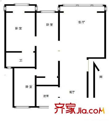 繁榮花園戶型圖戶型圖 3室2廳1衛(wèi)1廚