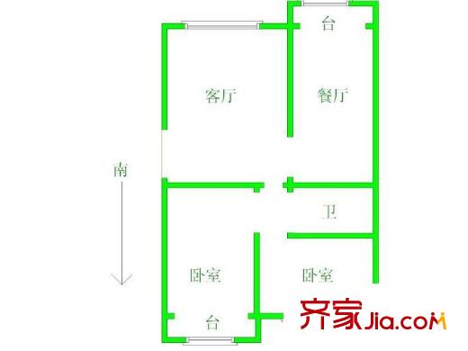 龍?jiān)葱戮討粜蛨D兩居室 2室2廳1衛(wèi)1廚
