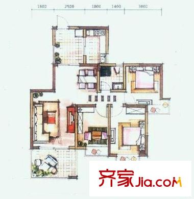 臨潼西里戶型圖戶型圖 3室2廳1衛(wèi)1廚
