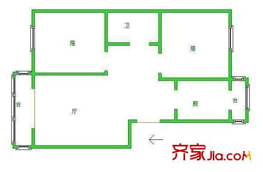 水琳園戶型圖戶型圖 2室2廳1衛(wèi)1廚