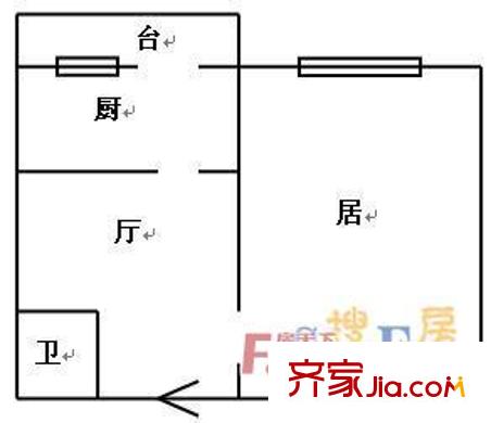 烏江南里戶型圖戶型圖 1室1廳1衛(wèi)1廚