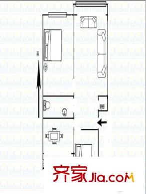 河茵北里戶型圖2居室 2室1廳1衛(wèi)1廚