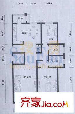 康達尚郡戶型圖A3戶型 2室2廳2衛(wèi)