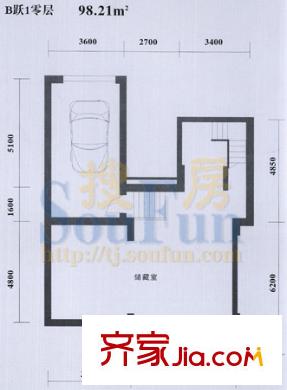 康達尚郡戶型圖B躍1戶型零層 3室2廳2衛(wèi)