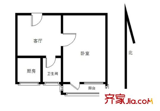 堤?hào)|里 1室 戶型圖