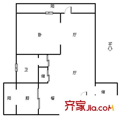 陽城里戶型圖戶型圖 1室2廳1衛(wèi)1廚