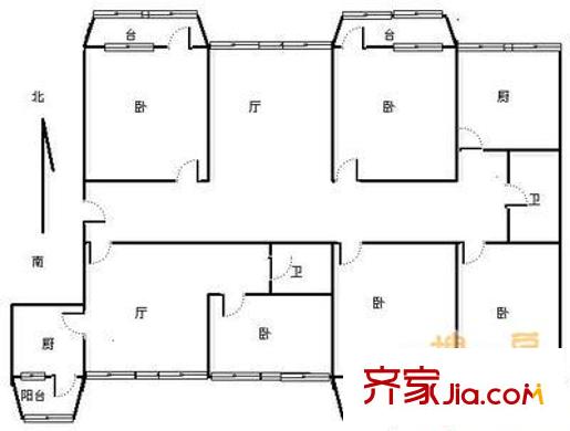 寧福里戶型圖戶型圖 5室2廳2衛(wèi)2廚