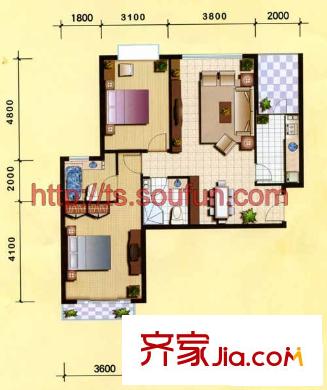 馨秀園戶型圖兩居室 2室2廳2衛(wèi)