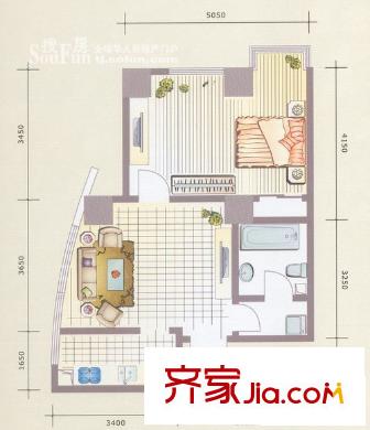 翔宇大廈戶型圖翔宇02戶型 1室1廳1衛(wèi)