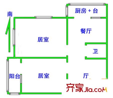 九江里戶型圖戶型圖 2室1廳1衛(wèi)1廚
